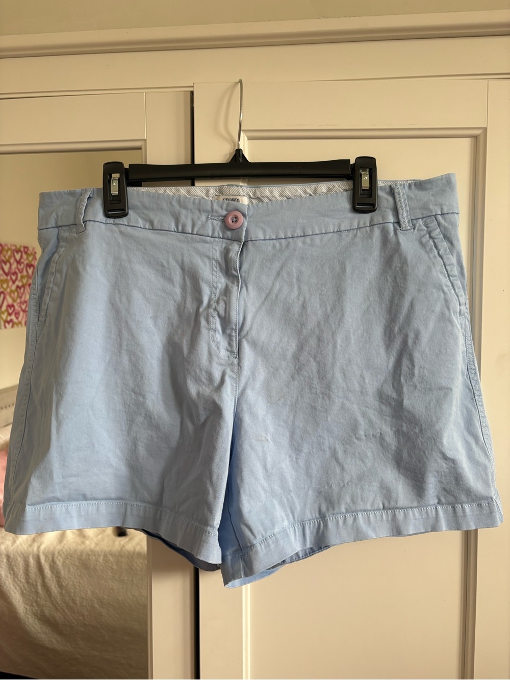 crown & ivy Light Blue Cotton Bermuda Shorts